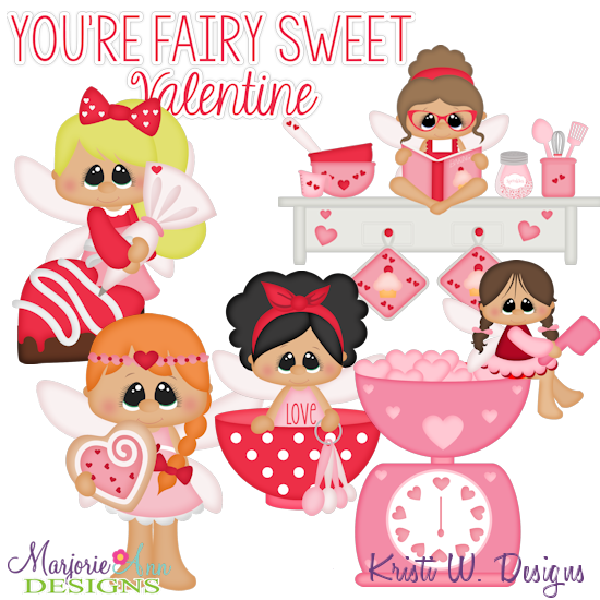 Sweetheart Baking Fairies SVG Cutting Files + Clipart - Click Image to Close